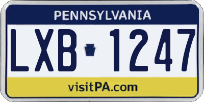 PA license plate LXB1247