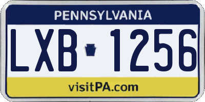 PA license plate LXB1256