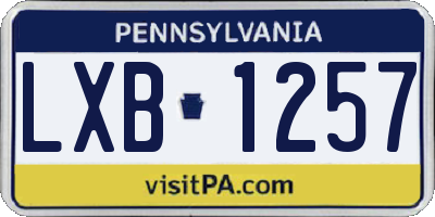 PA license plate LXB1257