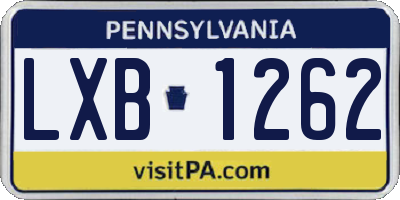 PA license plate LXB1262