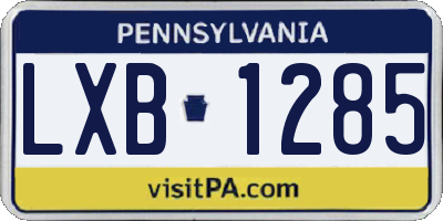 PA license plate LXB1285