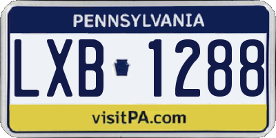 PA license plate LXB1288