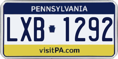 PA license plate LXB1292