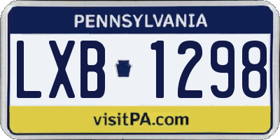 PA license plate LXB1298