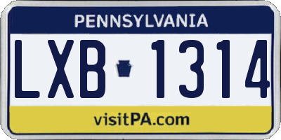 PA license plate LXB1314