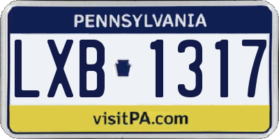 PA license plate LXB1317