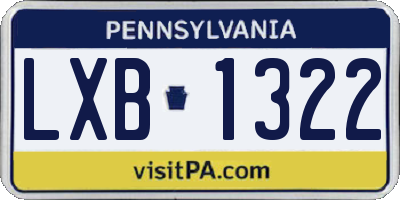 PA license plate LXB1322