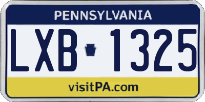 PA license plate LXB1325