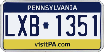 PA license plate LXB1351