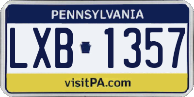 PA license plate LXB1357