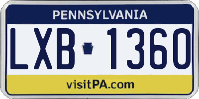 PA license plate LXB1360