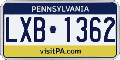 PA license plate LXB1362