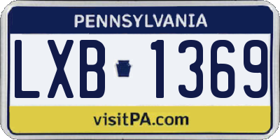PA license plate LXB1369