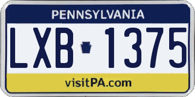 PA license plate LXB1375