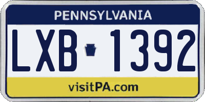 PA license plate LXB1392