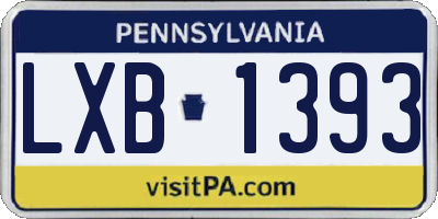 PA license plate LXB1393