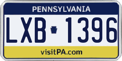PA license plate LXB1396