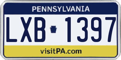 PA license plate LXB1397