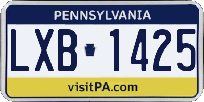 PA license plate LXB1425