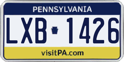 PA license plate LXB1426