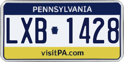 PA license plate LXB1428