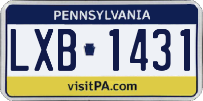 PA license plate LXB1431