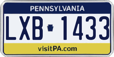 PA license plate LXB1433
