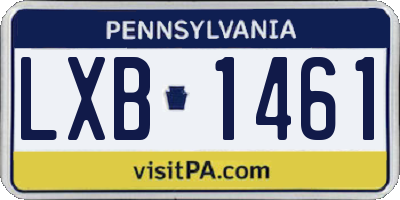 PA license plate LXB1461
