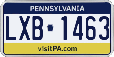 PA license plate LXB1463