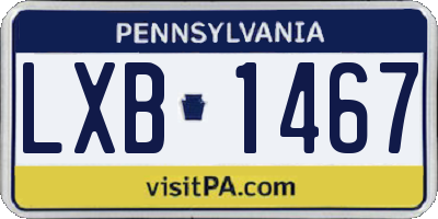 PA license plate LXB1467