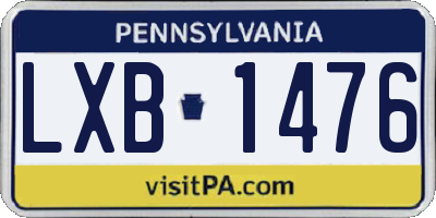 PA license plate LXB1476