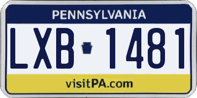 PA license plate LXB1481