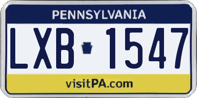 PA license plate LXB1547