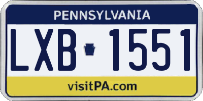 PA license plate LXB1551