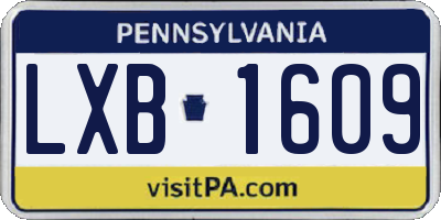 PA license plate LXB1609