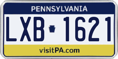 PA license plate LXB1621