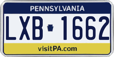 PA license plate LXB1662