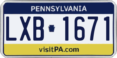 PA license plate LXB1671