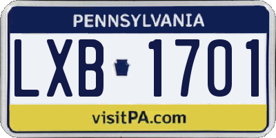 PA license plate LXB1701