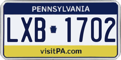 PA license plate LXB1702