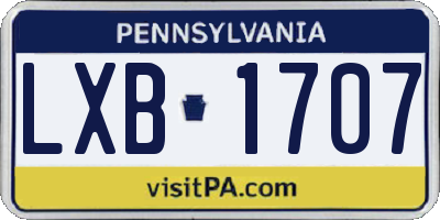 PA license plate LXB1707