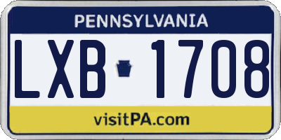 PA license plate LXB1708