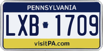PA license plate LXB1709