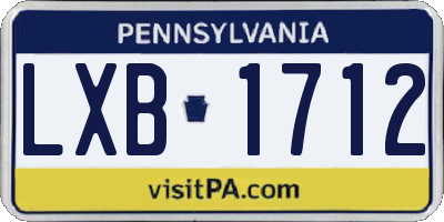 PA license plate LXB1712
