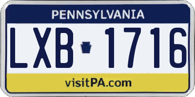 PA license plate LXB1716