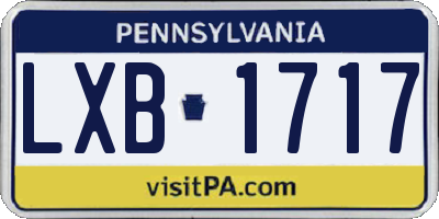 PA license plate LXB1717
