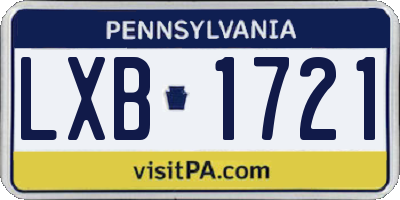 PA license plate LXB1721