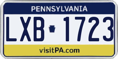 PA license plate LXB1723