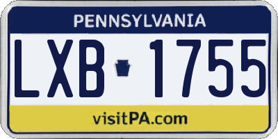 PA license plate LXB1755