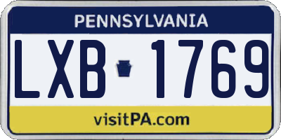 PA license plate LXB1769